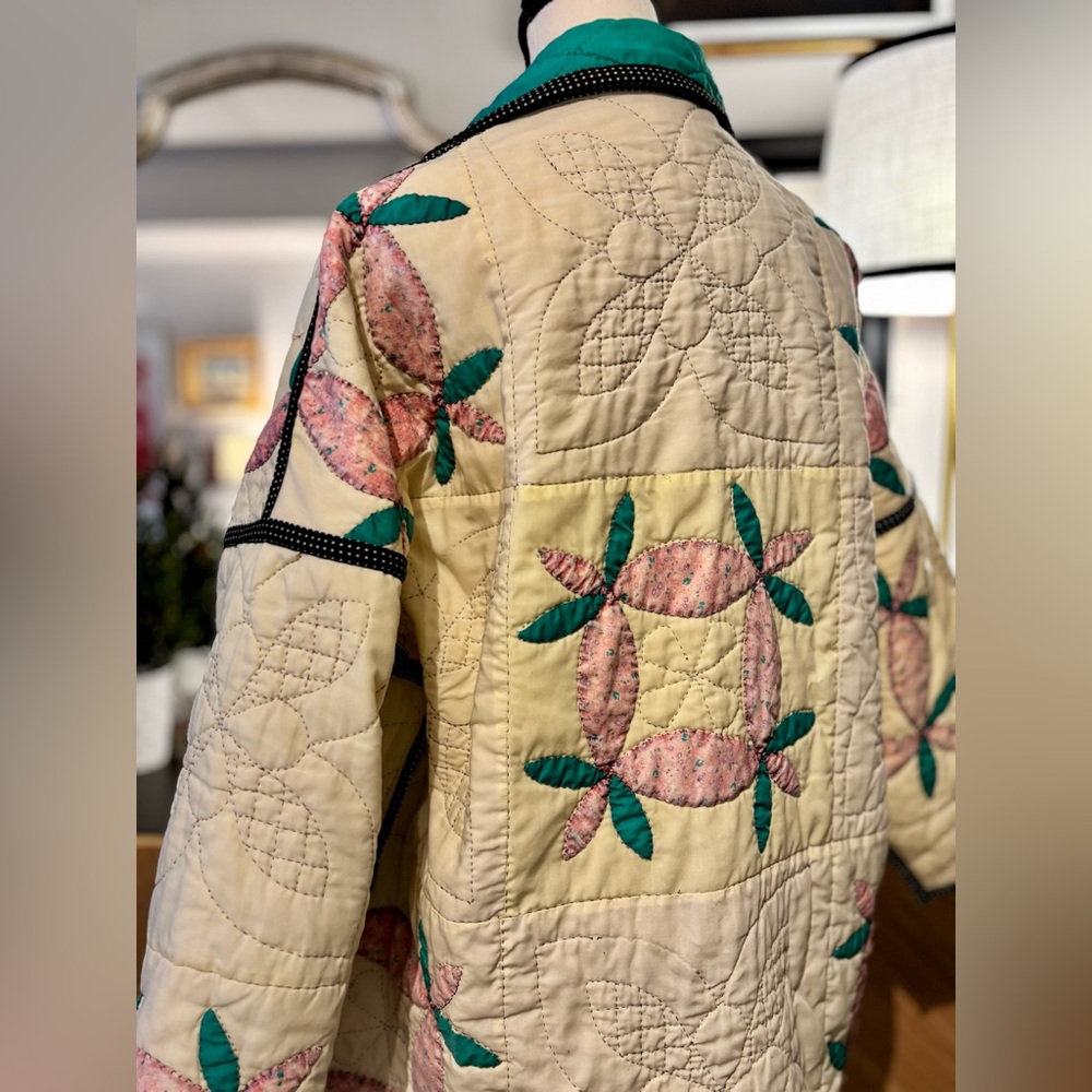 🧵SOLD🧵 HANDMADE (by me) Vintage 1930s Quilt Jacket size S/M - Picture 7 of 16